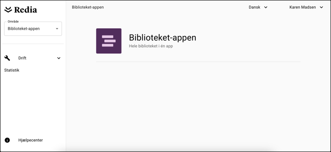 Admin forside - Bib-app