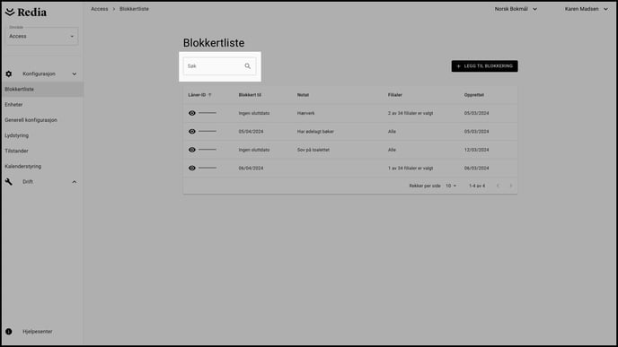 Admin-NORSK-Access-Blokeringsliste---søgefelt